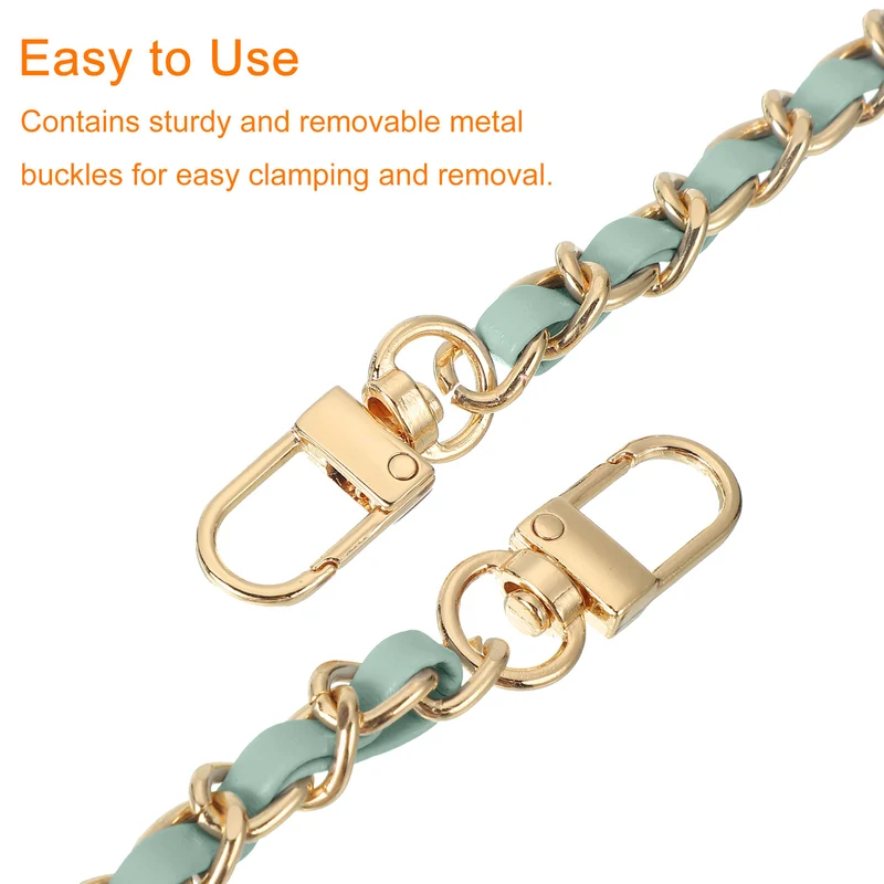 32" Purse Chain Strap with Buckles for Shoulder (Light Green + Gold)