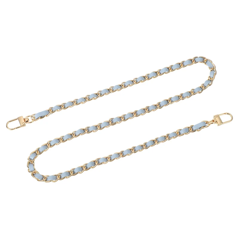 32" Purse Chain Strap with Buckles for Shoulder (Sky Blue + Gold)