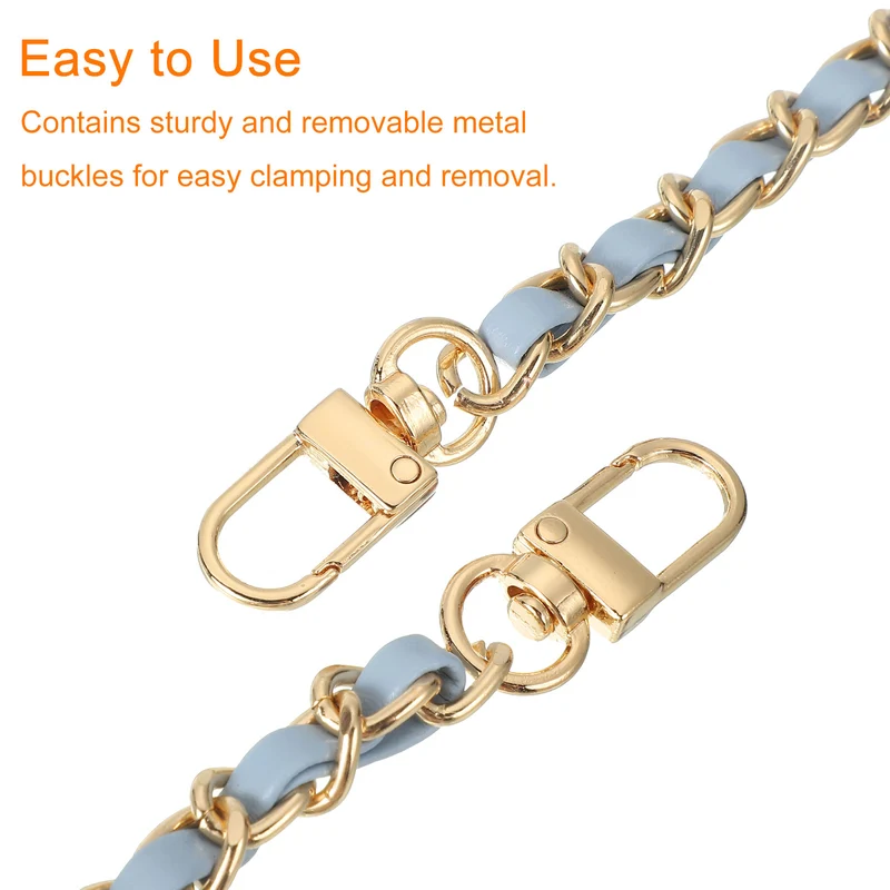 32" Purse Chain Strap with Buckles for Shoulder (Sky Blue + Gold)