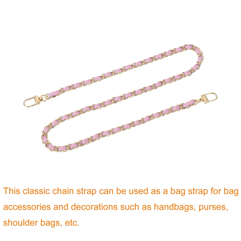 32" Purse Chain Strap with Buckles for Shoulder (Pink + Gold)
