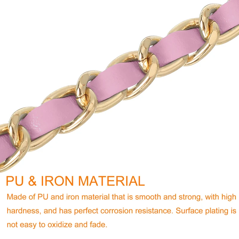 32" Purse Chain Strap with Buckles for Shoulder (Pink + Gold)