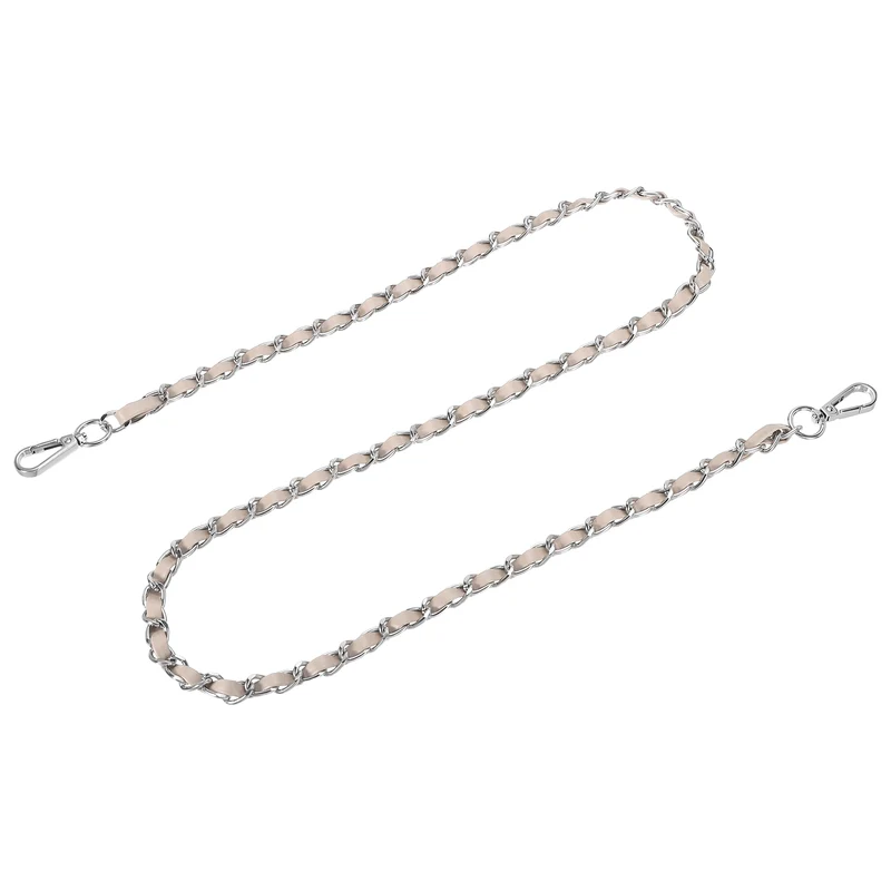 47" Purse Strap with Buckle for Shoulder and Cross Body(Beige+Silver)