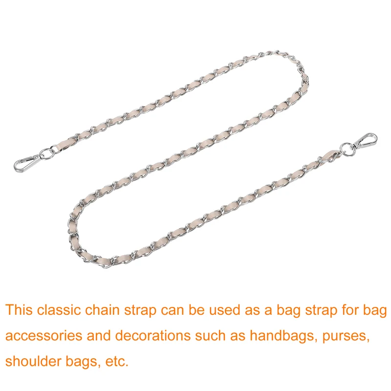 47" Purse Strap with Buckle for Shoulder and Cross Body(Beige+Silver)