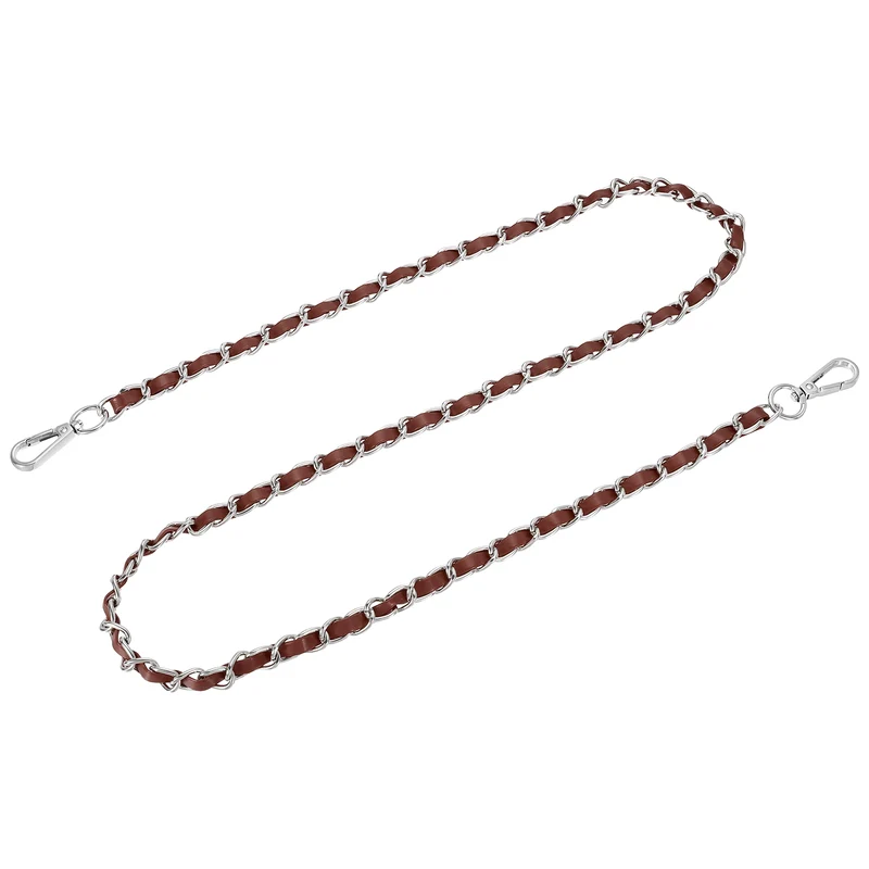 47" Purse Strap with Buckle for Shoulder and Cross Body(Dark Brown+Silver)