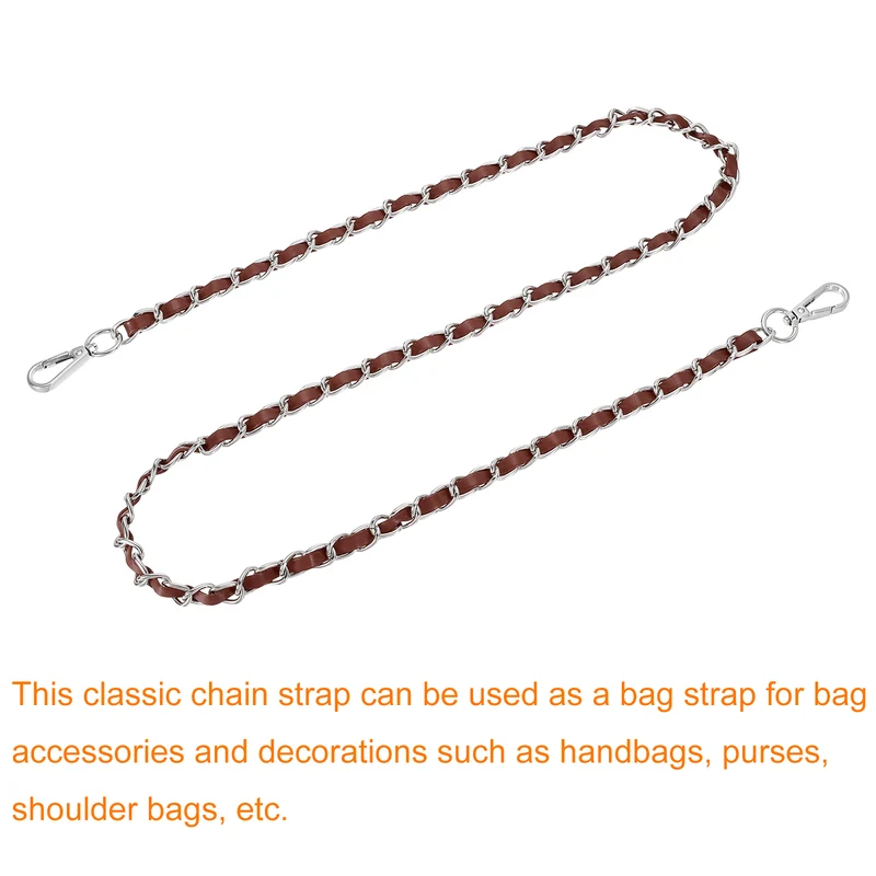 47" Purse Strap with Buckle for Shoulder and Cross Body(Dark Brown+Silver)
