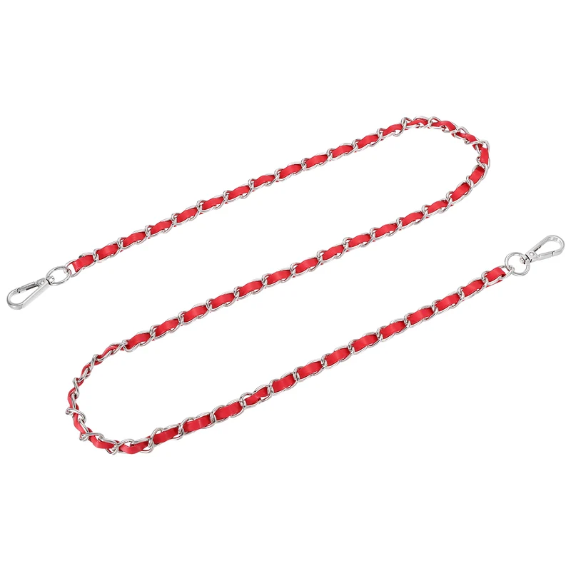 47" Purse Strap with Buckle for Shoulder and Cross Body(Red+Silver)