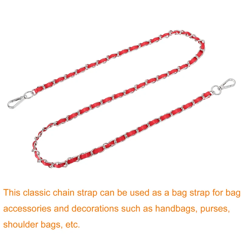 47" Purse Strap with Buckle for Shoulder and Cross Body(Red+Silver)
