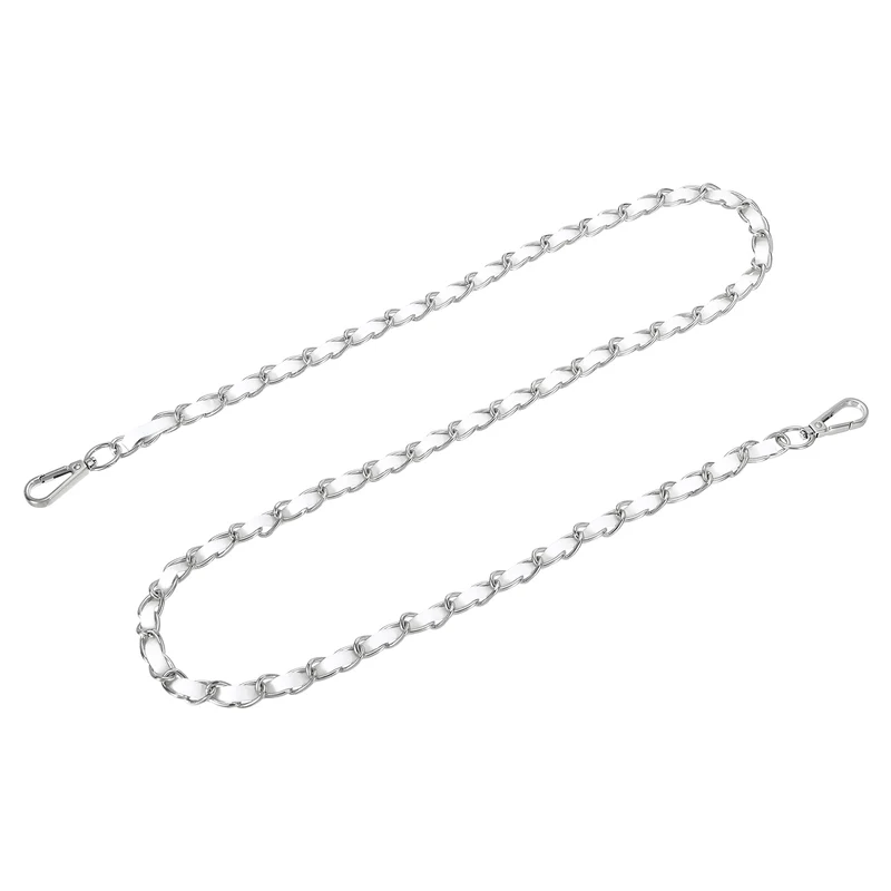 47" Purse Strap with Buckle for Shoulder and Cross Body(White+Silver)