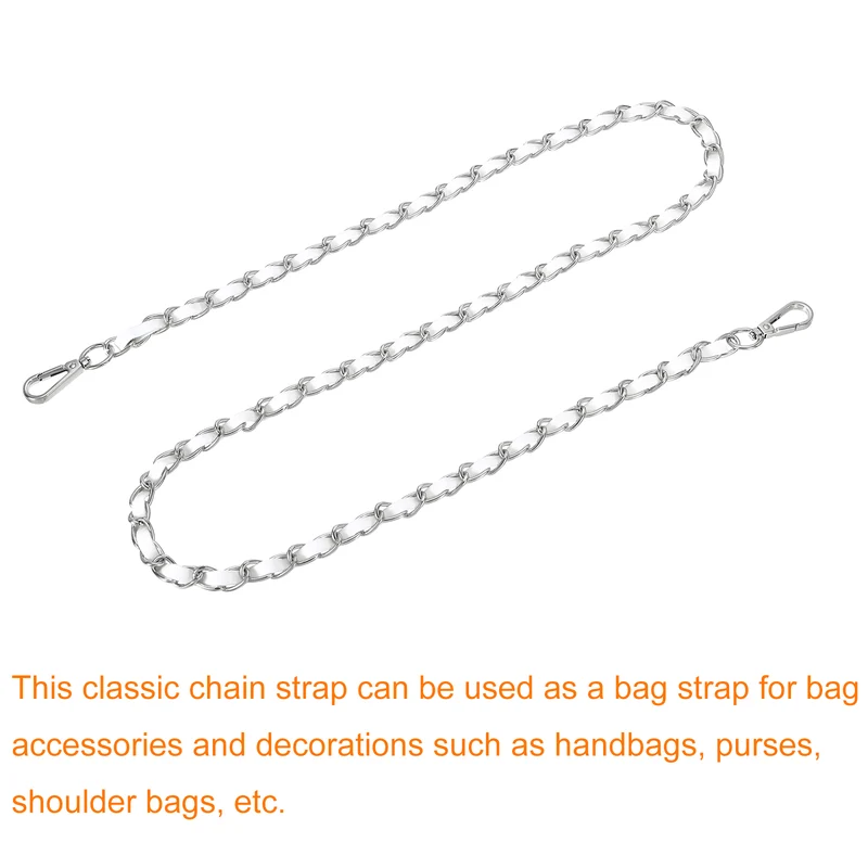 47" Purse Strap with Buckle for Shoulder and Cross Body(White+Silver)