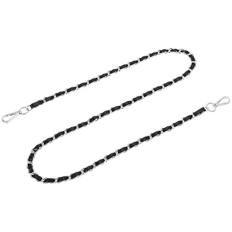 47" Purse Strap with Buckle for Shoulder and Cross Body(Black+Silver)