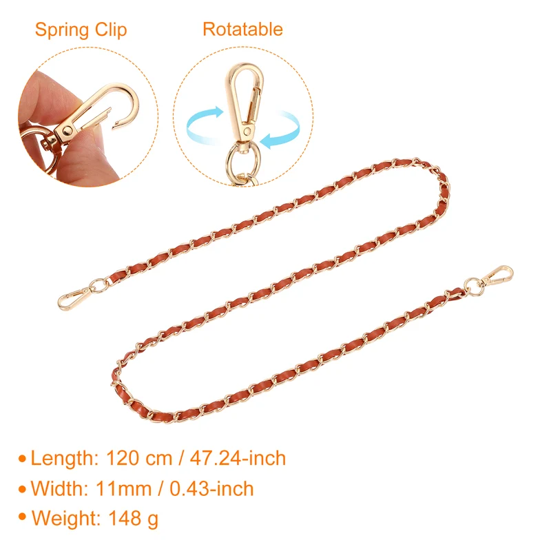 47" Purse Strap with Buckle for Shoulder and Cross Body(Brown+Gold)
