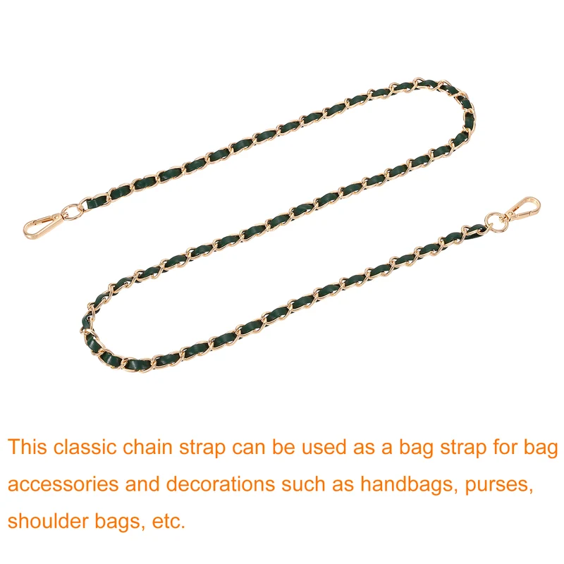 47" Purse Strap with Buckle for Shoulder and Cross Body(Green+Gold)