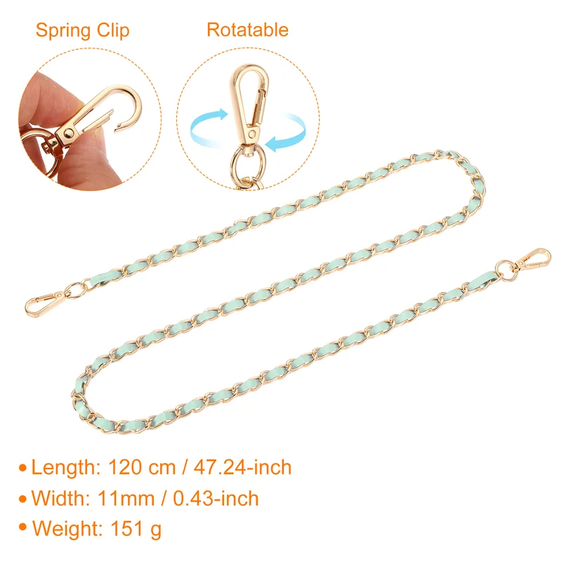 47" Purse Strap with Buckle for Shoulder and Cross Body(Light Green+Gold)