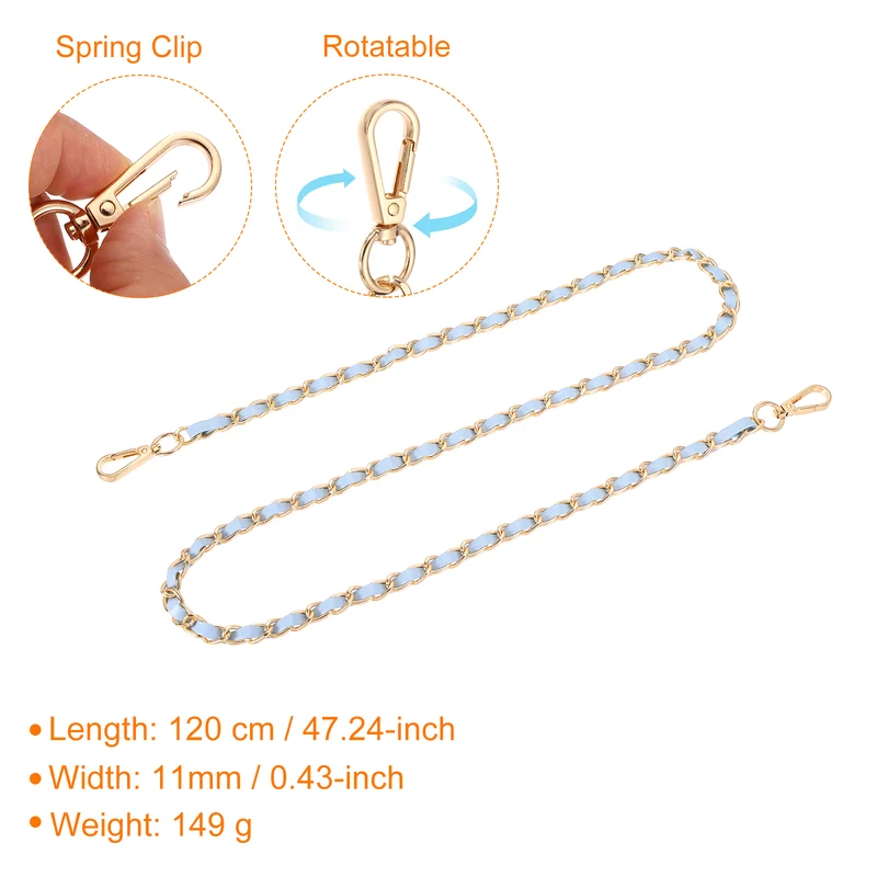 47" Purse Strap with Buckle for Shoulder and Cross Body(Sky Blue+Gold)