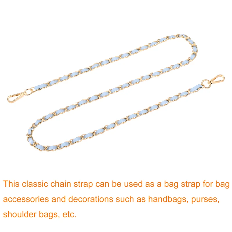 47" Purse Strap with Buckle for Shoulder and Cross Body(Sky Blue+Gold)