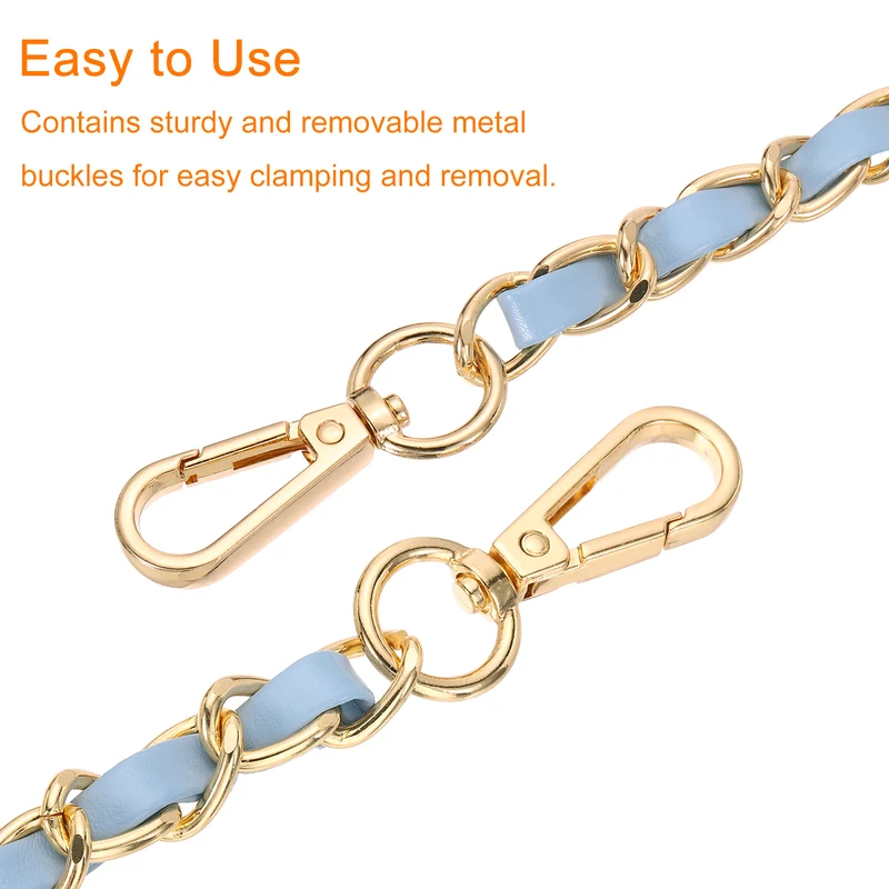 47" Purse Strap with Buckle for Shoulder and Cross Body(Sky Blue+Gold)