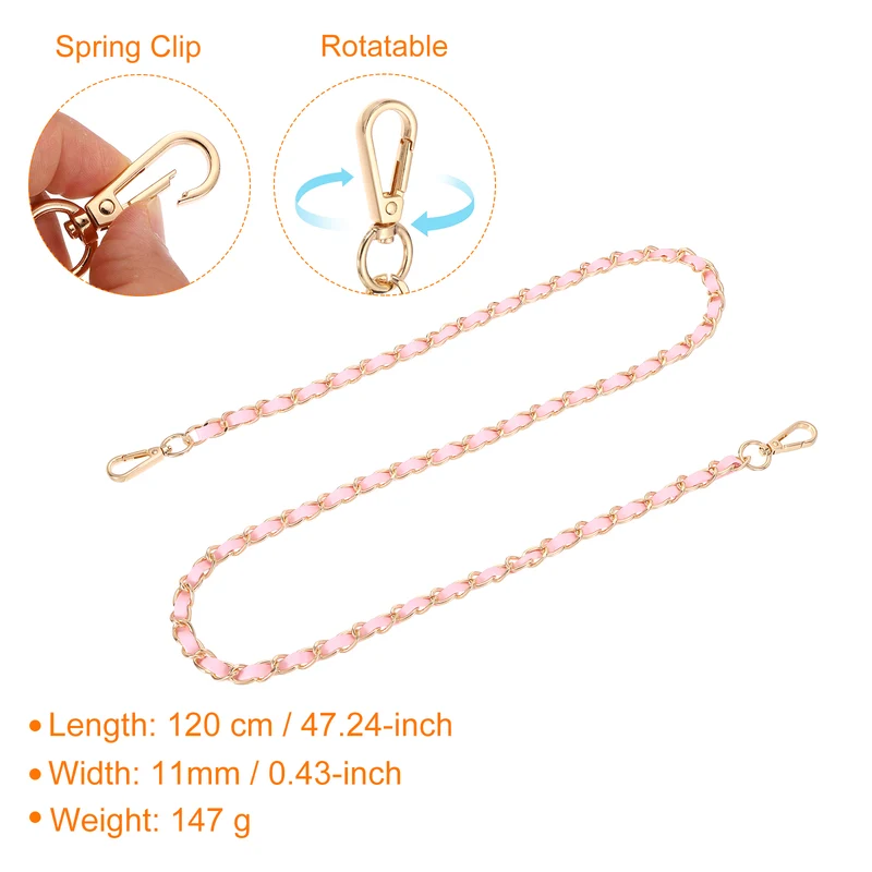 47" Purse Strap with Buckle for Shoulder and Cross Body(Pink+Gold)
