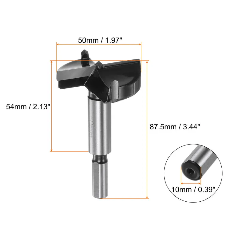 Forstner Drill Bit 50mm (1-31/32") K30/C1 Carbide Wood Hinge Hole Opener
