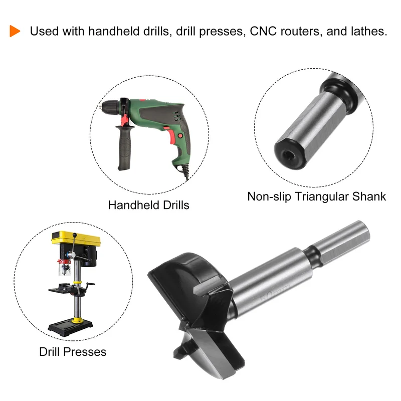 Forstner Drill Bit 50mm (1-31/32") K30/C1 Carbide Wood Hinge Hole Opener
