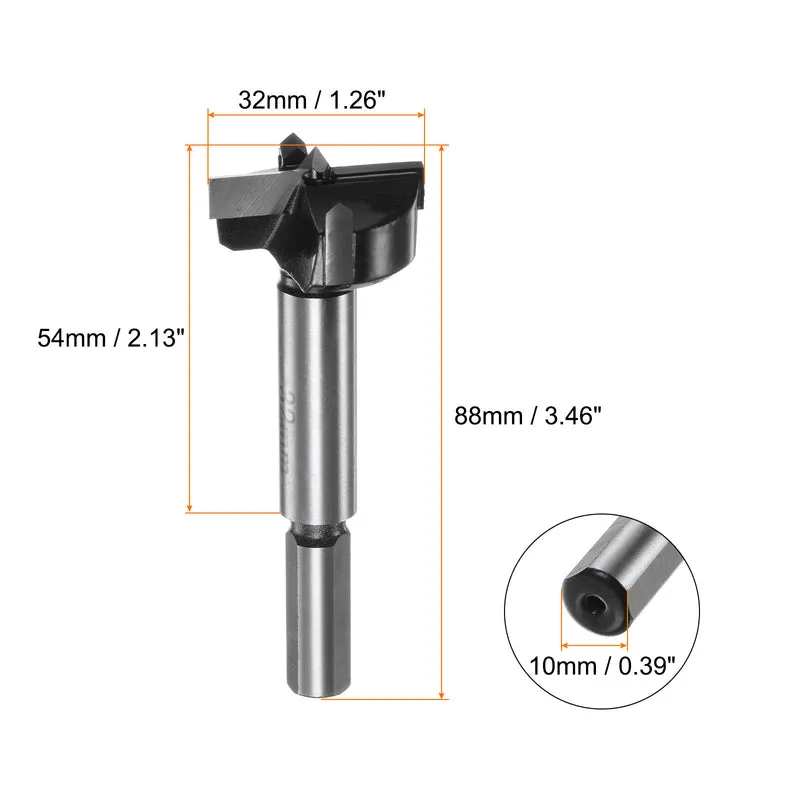 Forstner Drill Bit 32mm (1-1/4") K30/C1 Carbide Wood Hinge Hole Opener