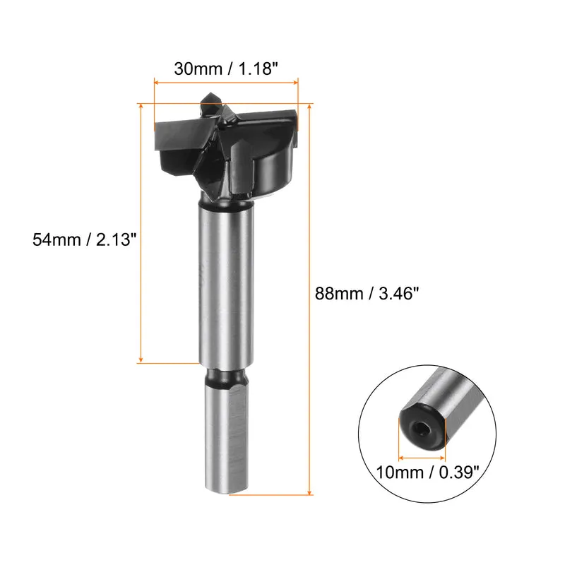 Forstner Drill Bit 30mm (1-3/16") K30/C1 Carbide Wood Hinge Hole Opener