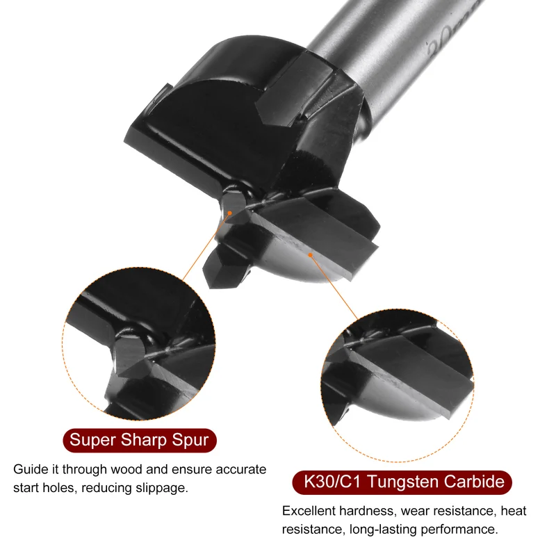 Forstner Drill Bit 30mm (1-3/16") K30/C1 Carbide Wood Hinge Hole Opener