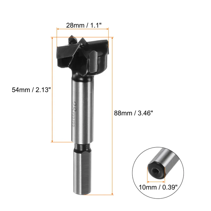 Forstner Drill Bit 28mm (1-3/32") K30/C1 Carbide Wood Hinge Hole Opener