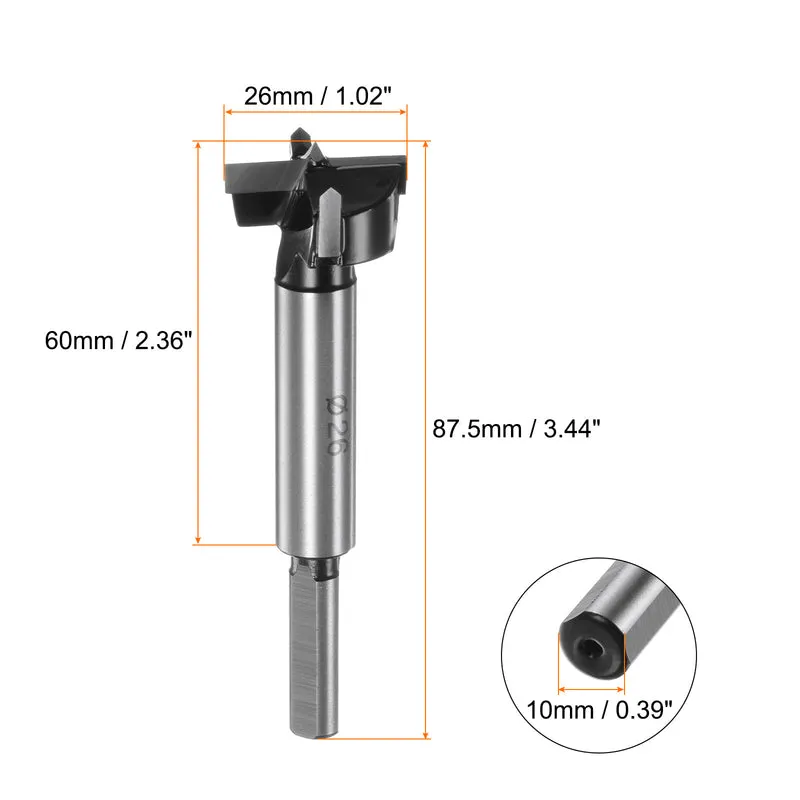 Forstner Drill Bit 26mm (1-1/32") K30/C1 Carbide Wood Hinge Hole Opener