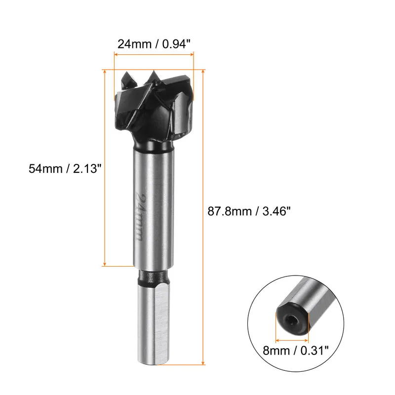Forstner Drill Bit 24mm (15/16") K30/C1 Carbide Wood Hinge Hole Opener