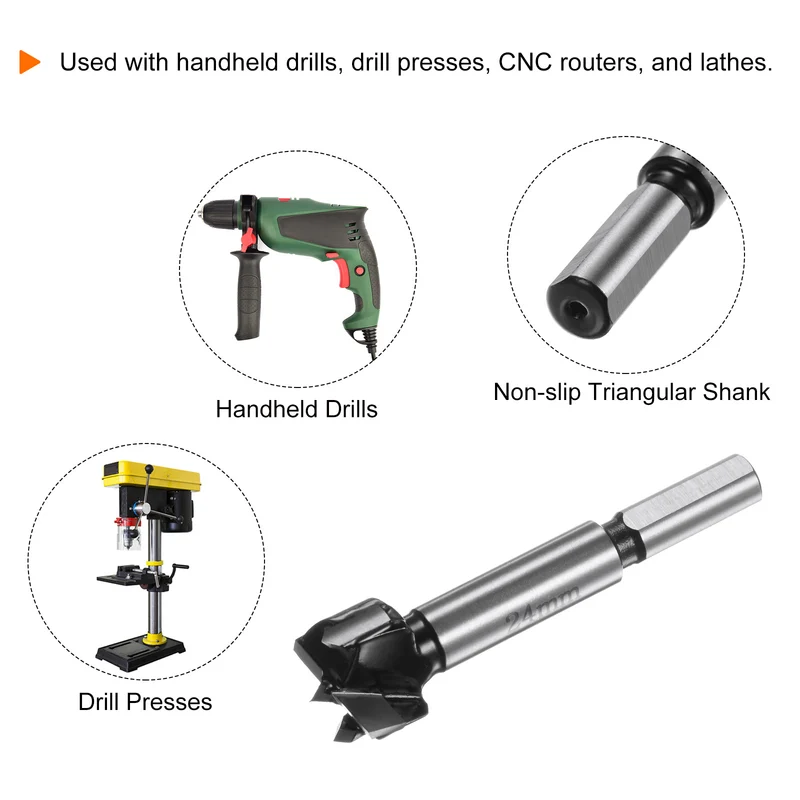 Forstner Drill Bit 24mm (15/16") K30/C1 Carbide Wood Hinge Hole Opener