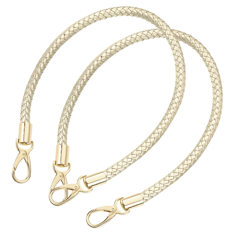 2Pcs 60cm Short Leather PU Braided Purse Replacement Light Gold