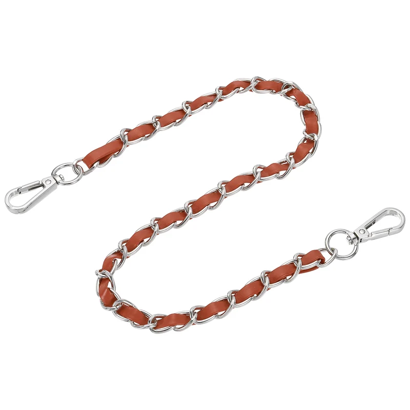 24" Purse Strap with Buckle for Shoulder and Cross Body(Brown+Silver)