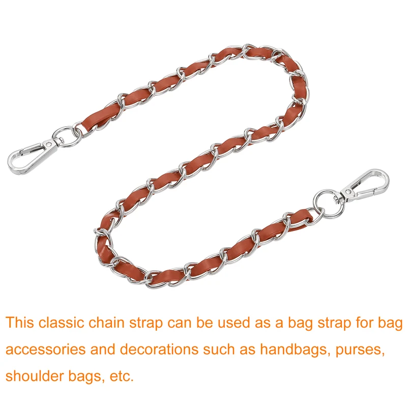 24" Purse Strap with Buckle for Shoulder and Cross Body(Brown+Silver)