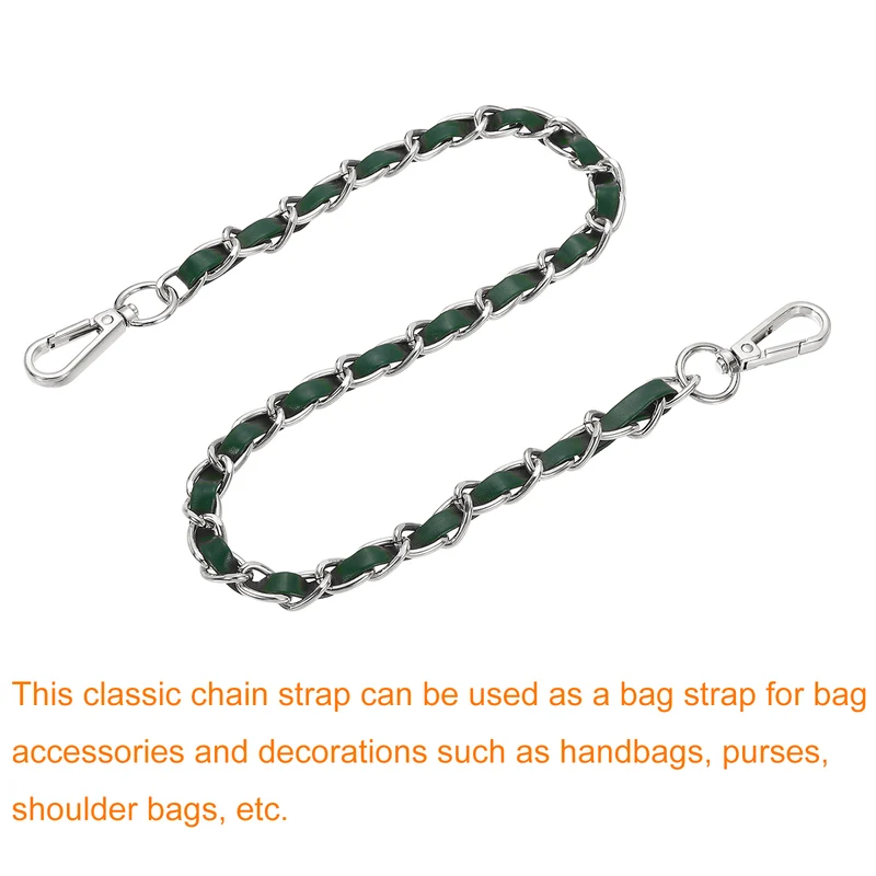 24" Purse Strap with Buckle for Shoulder and Cross Body(Green+Silver)