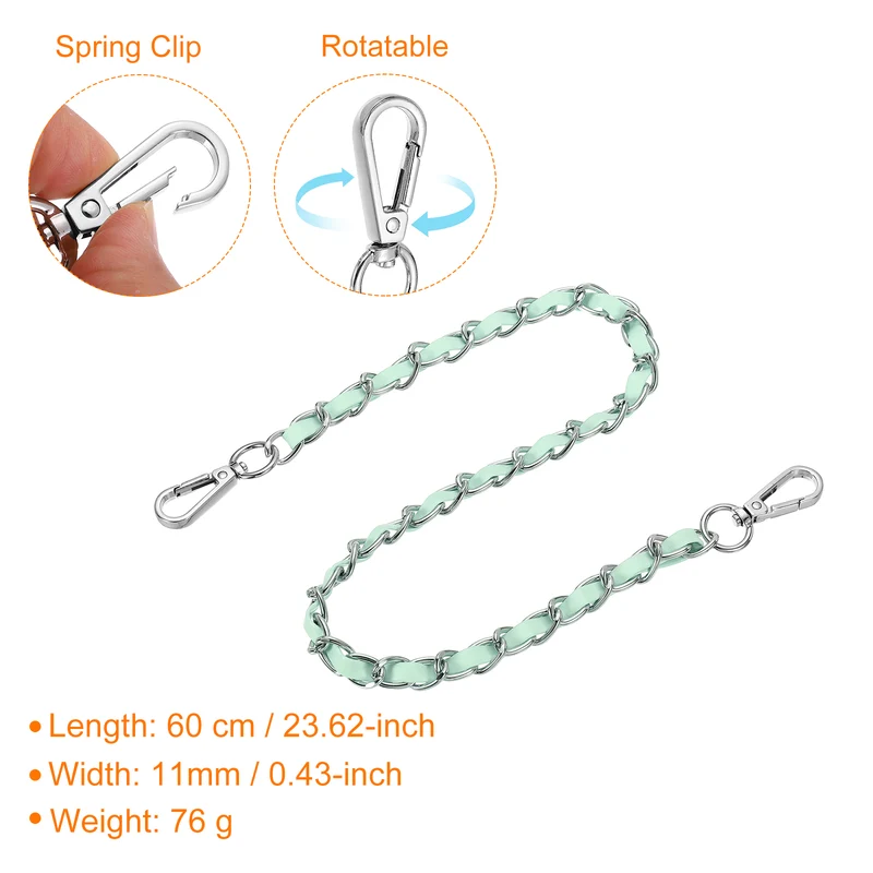 24" Purse Strap with Buckle for Shoulder and Crossbody(Light Green+Silver)