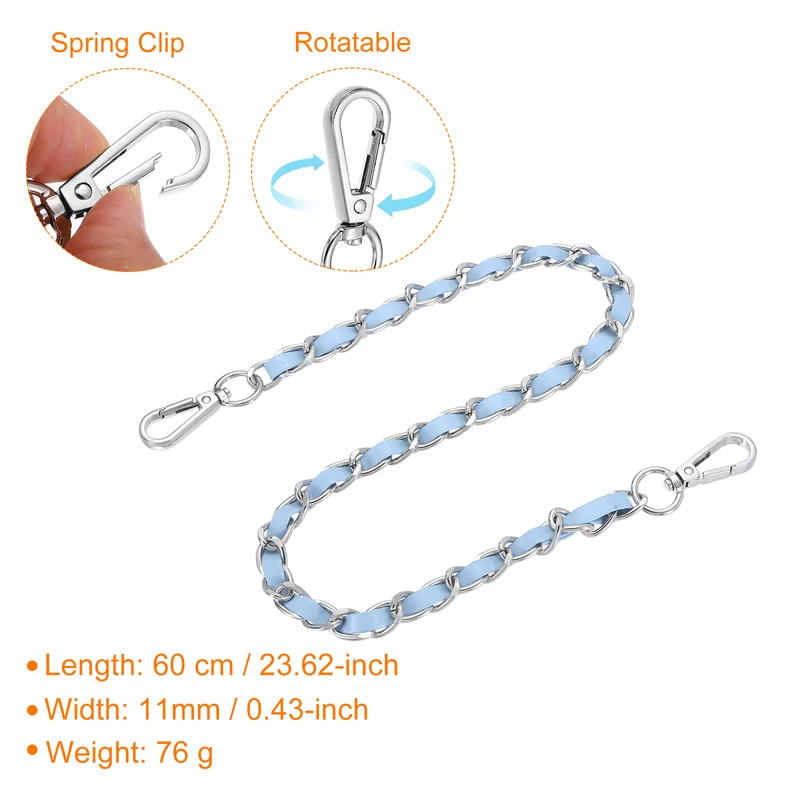 24" Purse Strap with Buckle for Shoulder and Cross Body(Sky Blue+Silver)