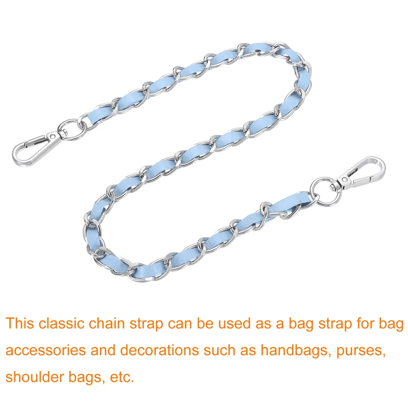 24" Purse Strap with Buckle for Shoulder and Cross Body(Sky Blue+Silver)