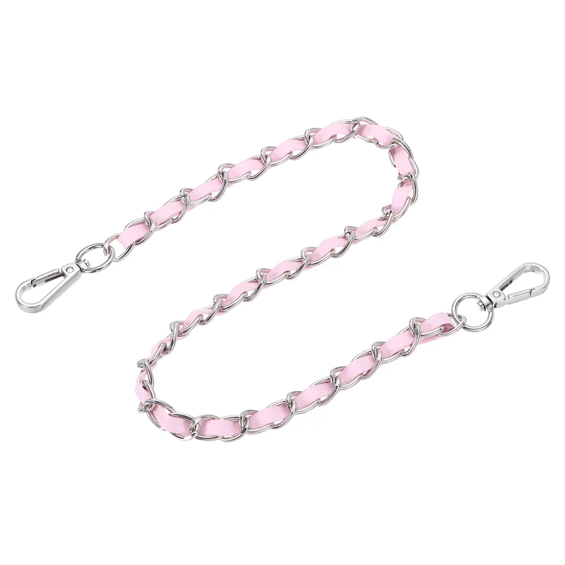 24" Purse Strap with Buckle for Shoulder and Cross Body Pink Silver