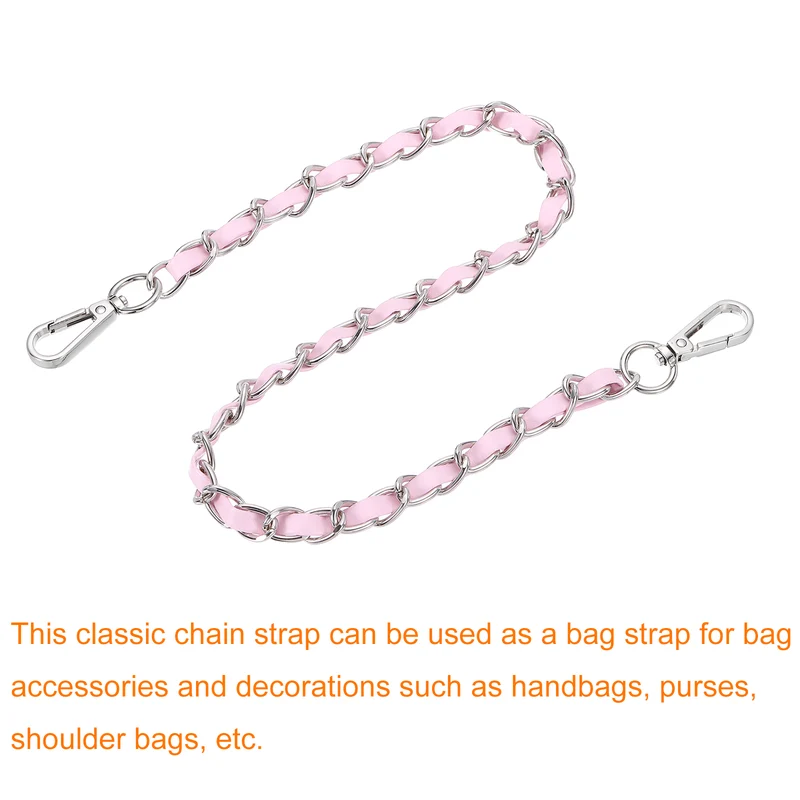 24" Purse Strap with Buckle for Shoulder and Cross Body Pink Silver