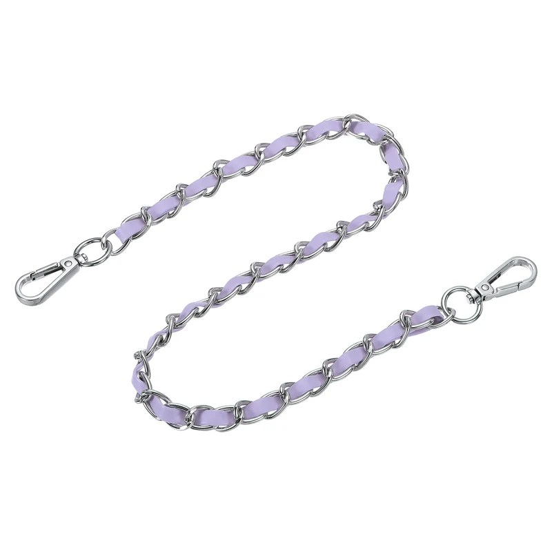 24" Purse Strap with Buckle for Shoulder and Cross Body Purple Silver