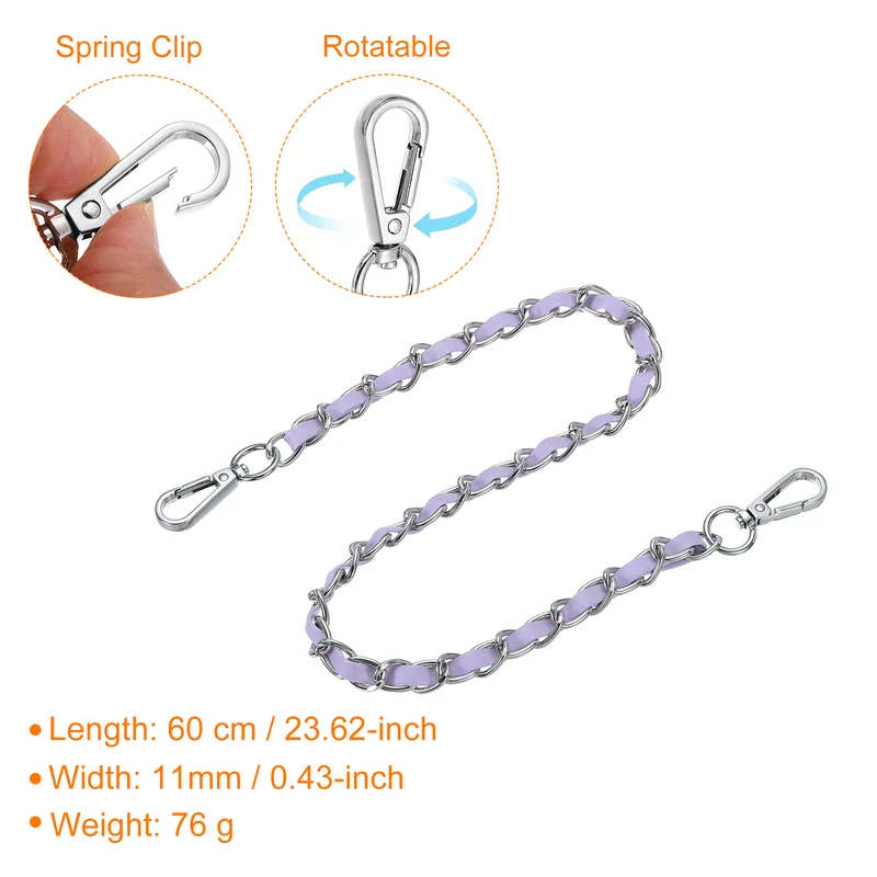 24" Purse Strap with Buckle for Shoulder and Cross Body Purple Silver