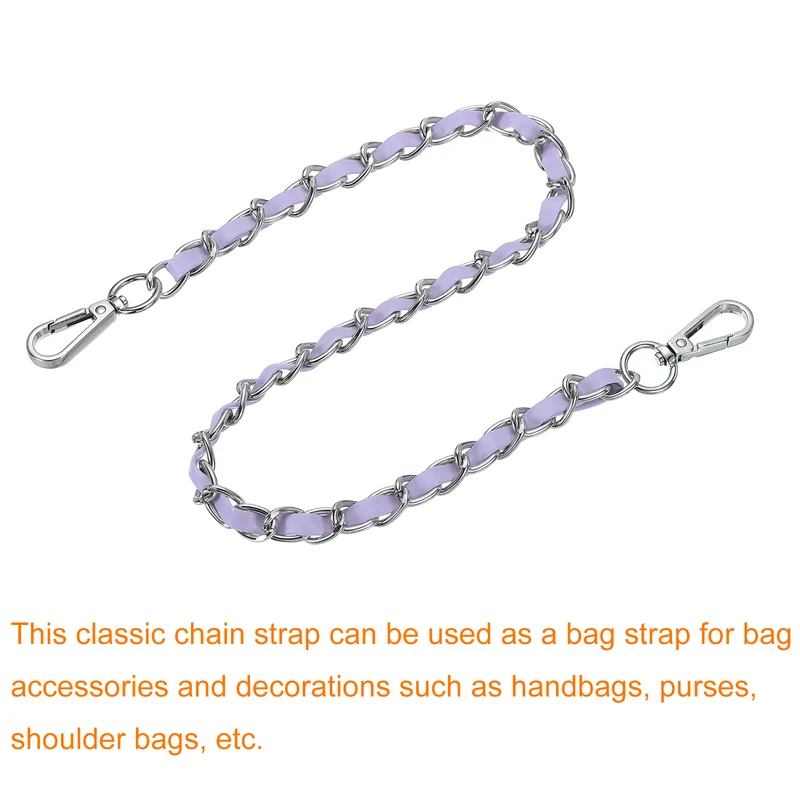 24" Purse Strap with Buckle for Shoulder and Cross Body Purple Silver