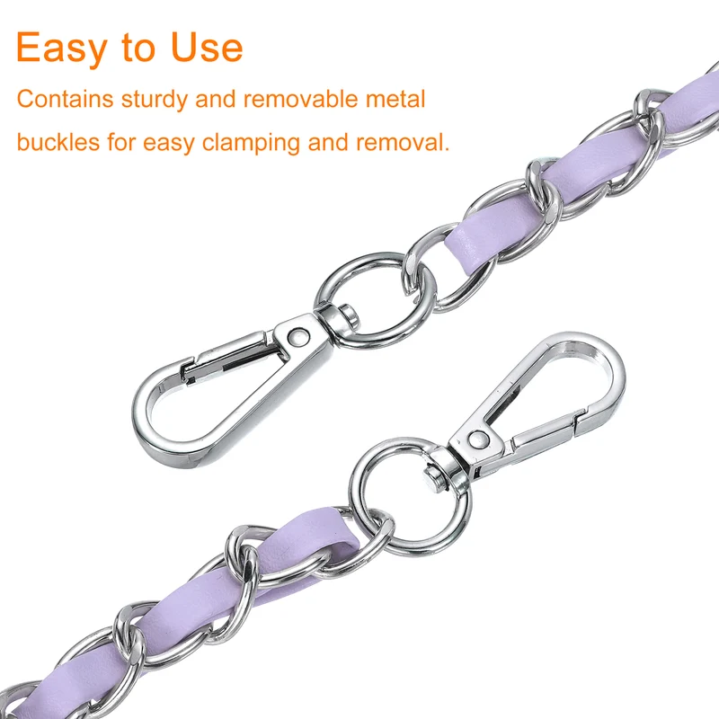 24" Purse Strap with Buckle for Shoulder and Cross Body Purple Silver