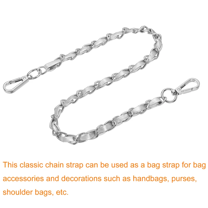 24" Purse Strap with Buckle for Shoulder and Cross Body(Silver+Silver)