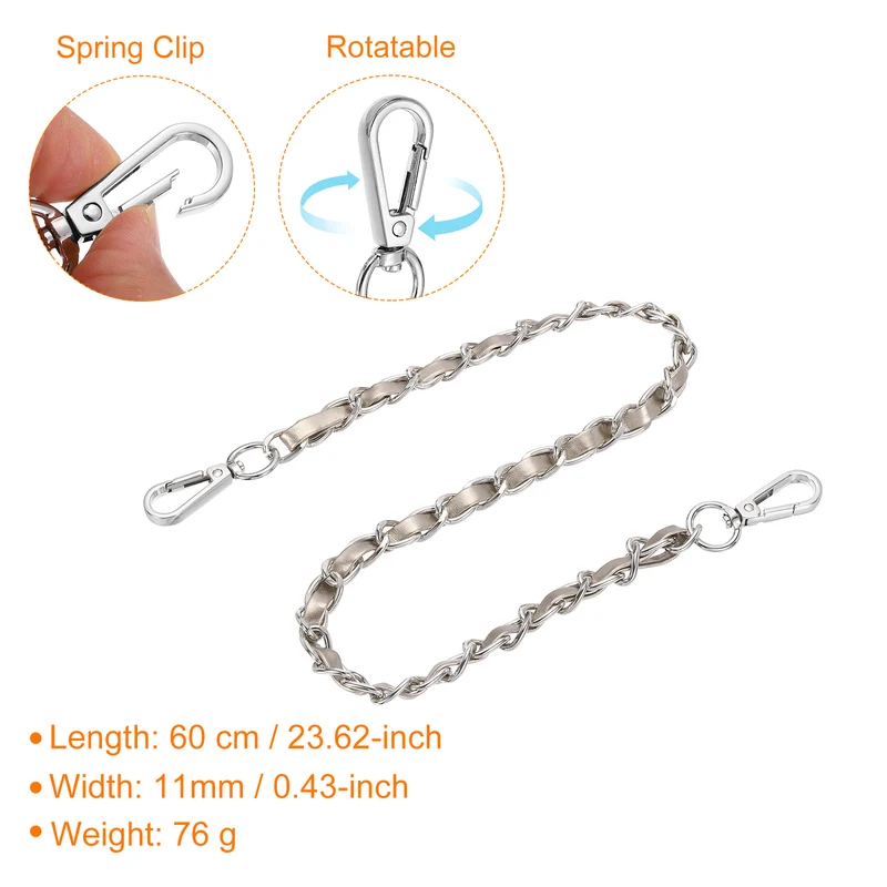 24" Purse Strap with Buckle for Shoulder and Cross Body(Gold+Silver)
