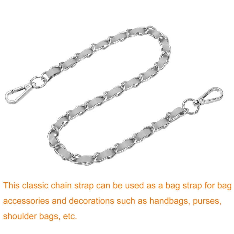 24" Purse Strap with Buckle for Shoulder and Cross Body(Gray+Silver)