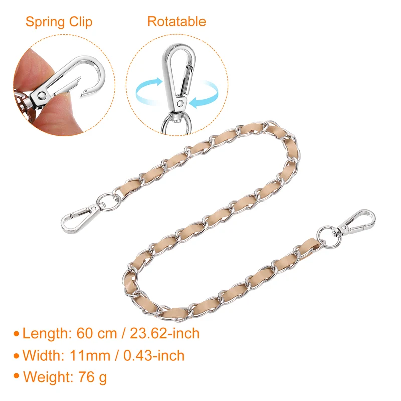 24" Purse Strap with Buckle for Shoulder and Cross Body(Khaki+Silver)