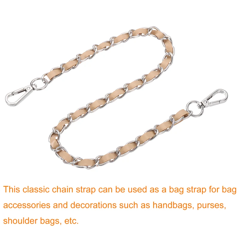 24" Purse Strap with Buckle for Shoulder and Cross Body(Khaki+Silver)