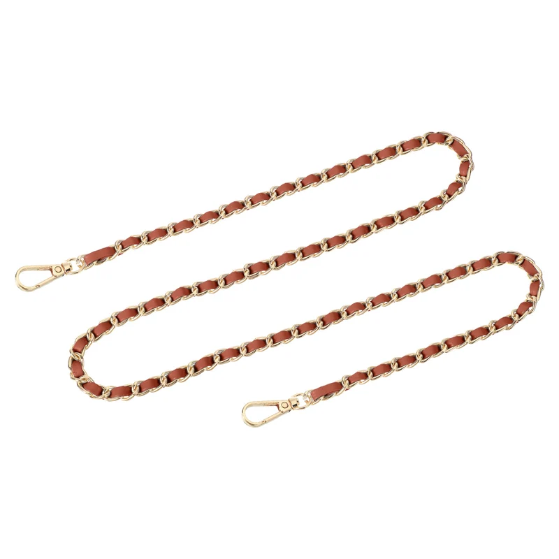Purse Strap, 39" Leather for Shoulder and Cross Body Strap (Brown, Gold)