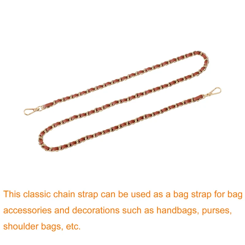 Purse Strap, 39" Leather for Shoulder and Cross Body Strap (Brown, Gold)